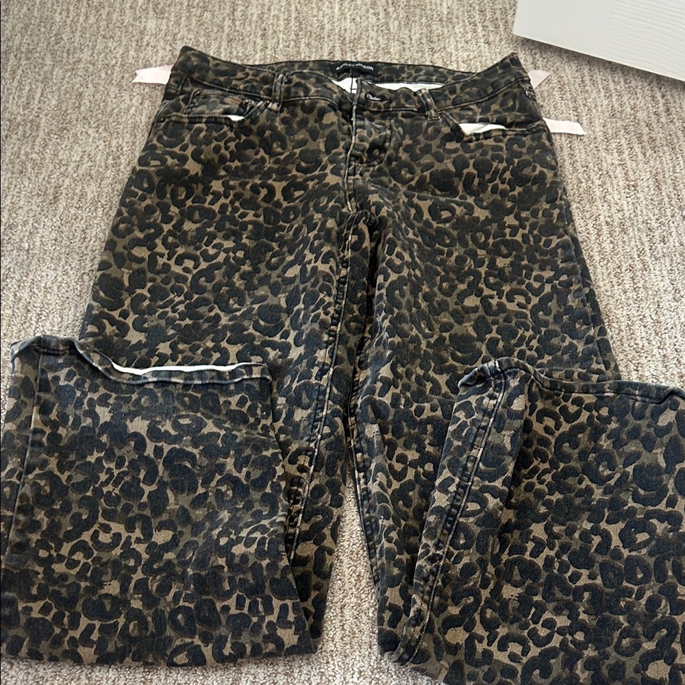 Ashley Mason Leopard Print Straight Leg Jeans
